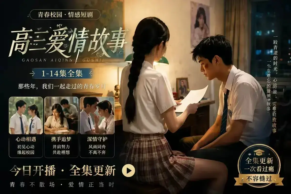 AI校园短剧《B中爱情故事》未删减完整版-误会篇《AI短剧：高三爱情故事》4KHDR画质-百度网盘在线秒存-高清观看B中爱情故事AI短剧天花板